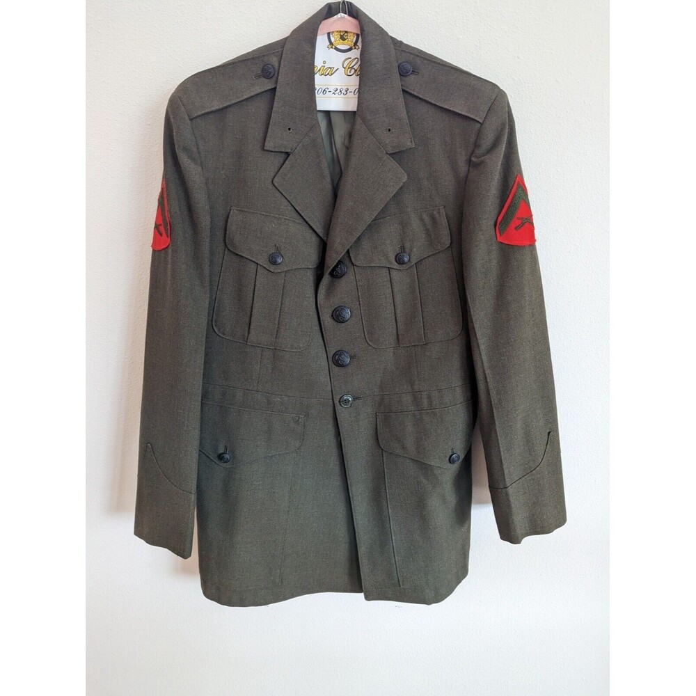 Vintage 1960s Wool Military Jacket Olive